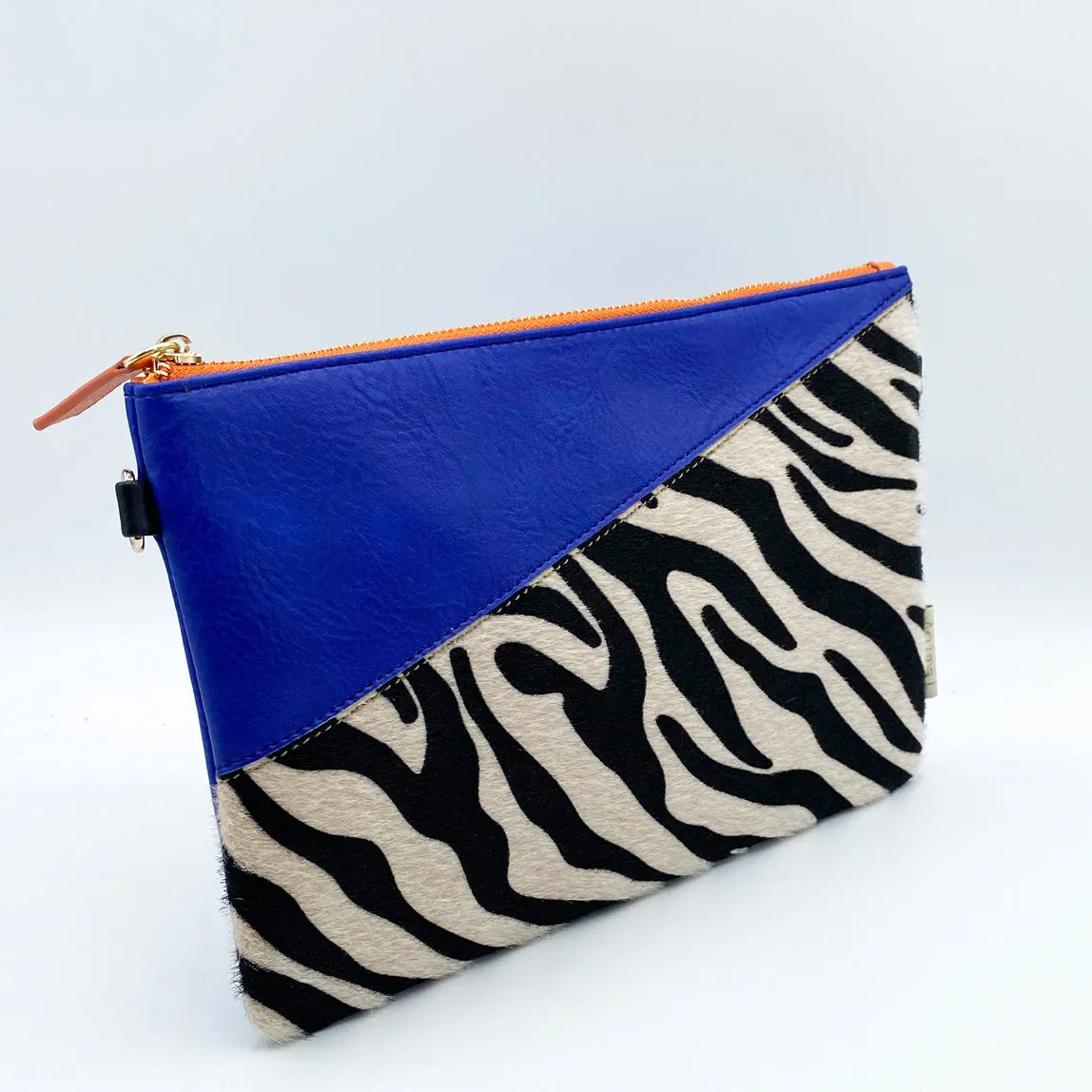 Animal Zebra Print Blue Clutch Bag