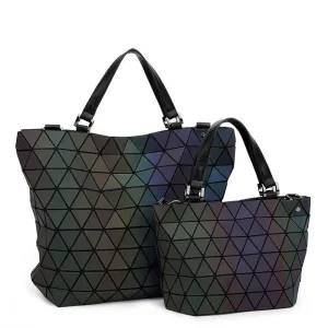 BaoBao Bags 2017 Women Bucket Bag Geometry Sequins Mirror Saser Plain Folding Shoulder Bags Luminous PU Tote Bao Bao Handbags