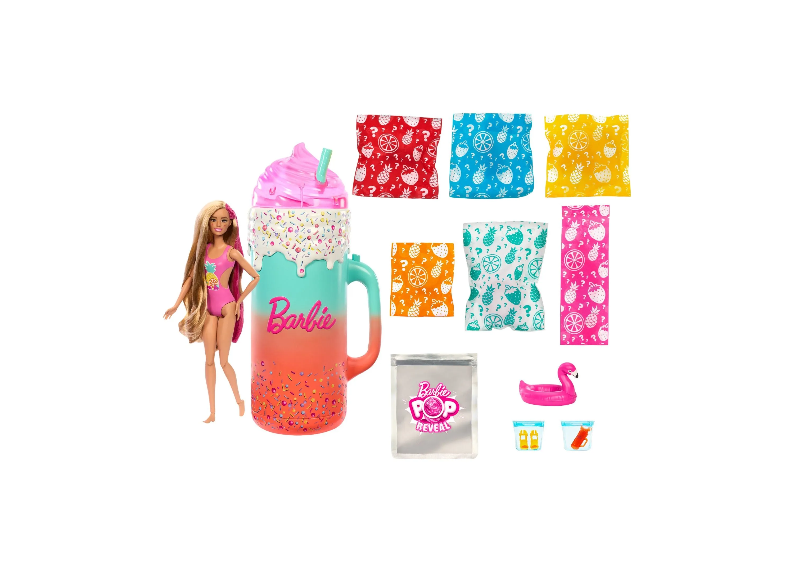 Barbie Pop Reveal Rise and Surprise Gift Set with Scented Doll, Squishy Scented Pet and More, 15 Plus Surprises