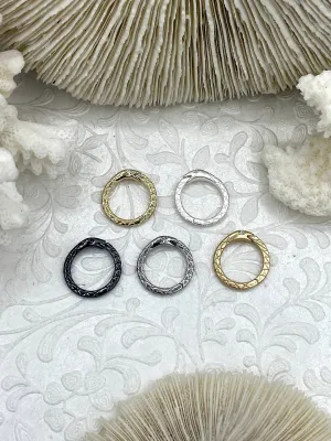 Brass Snake Snap Clasp, Round Snake Snap Ring, CZ Eyes, Round Snap Ring, 6 finishes, Necklace Building Extender, Charm Holder, Fast Ship