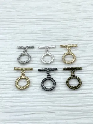 Brass Toggle 15mm, OT Clasp,  Jewelry Clasps, Connectors ,Brass Clasp, Findings, Clasp, 6 Finishes plated Fast Shipping