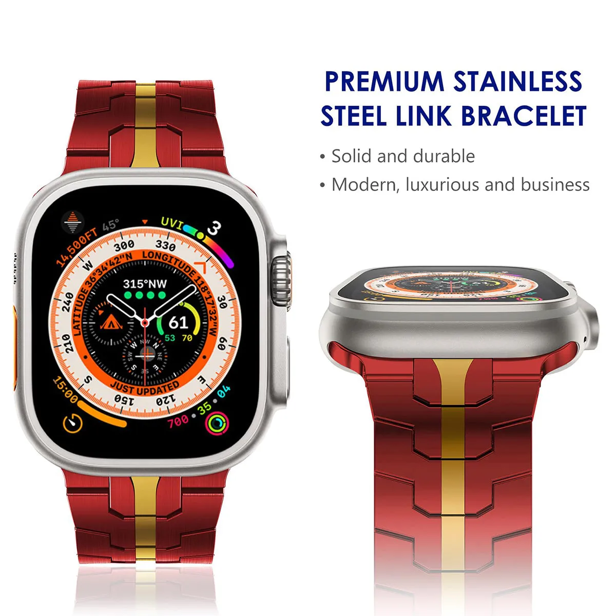 ChronoLuxe Steel Link Band For Apple Watch Multiple Colors Available