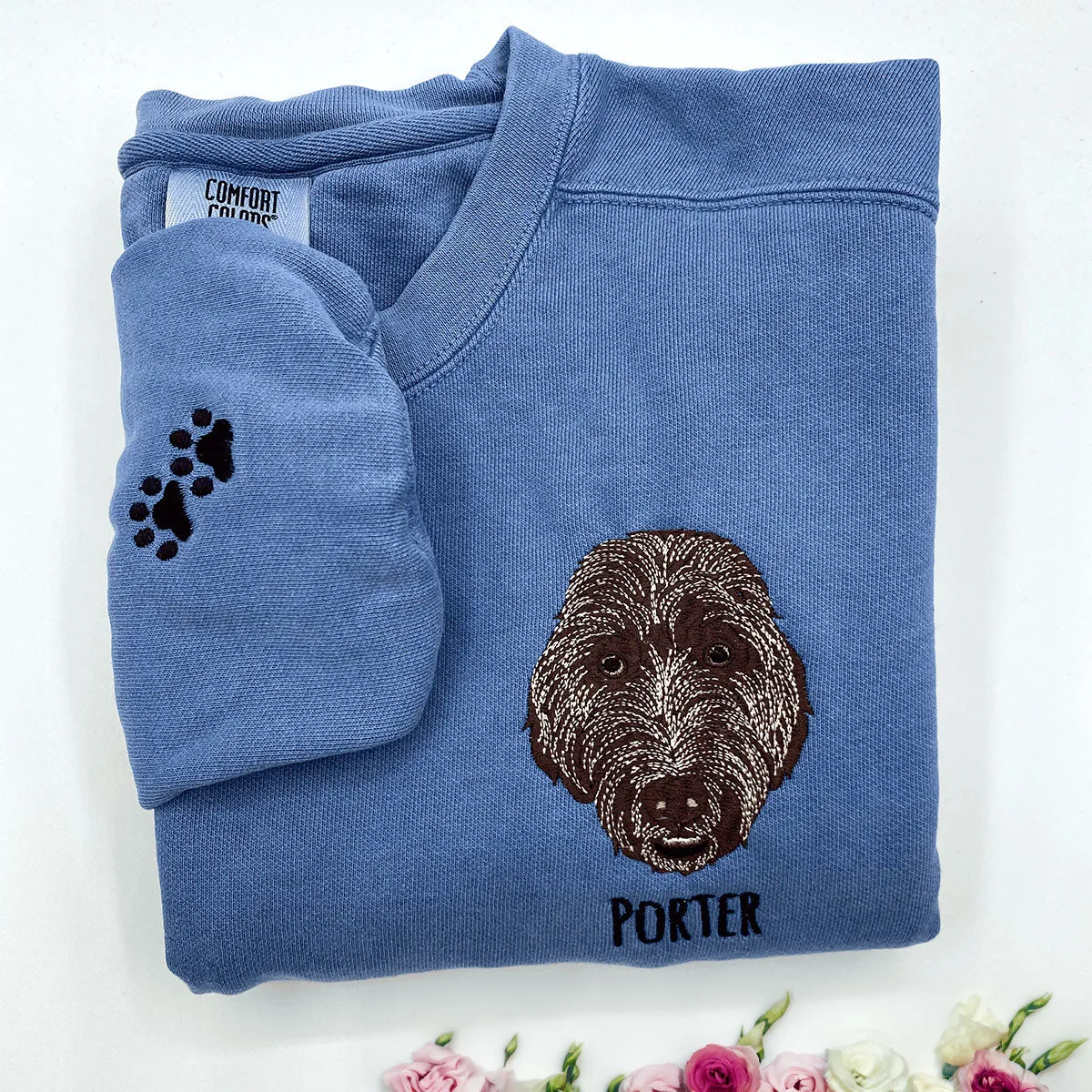 Comfort Color® Custom Embroidered Cat Sweatshirt from Photo