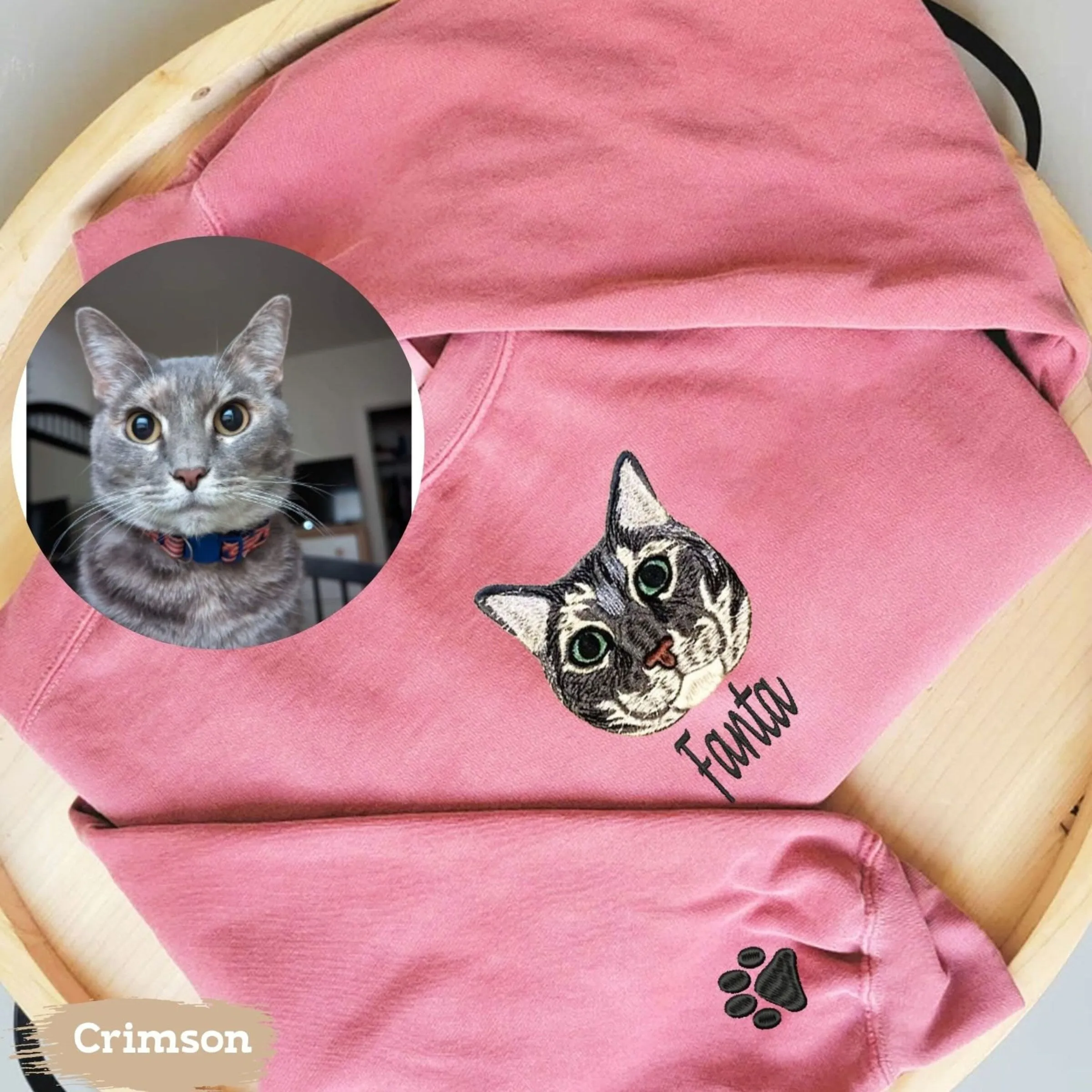 Comfort Color® Custom Embroidered Cat Sweatshirt from Photo