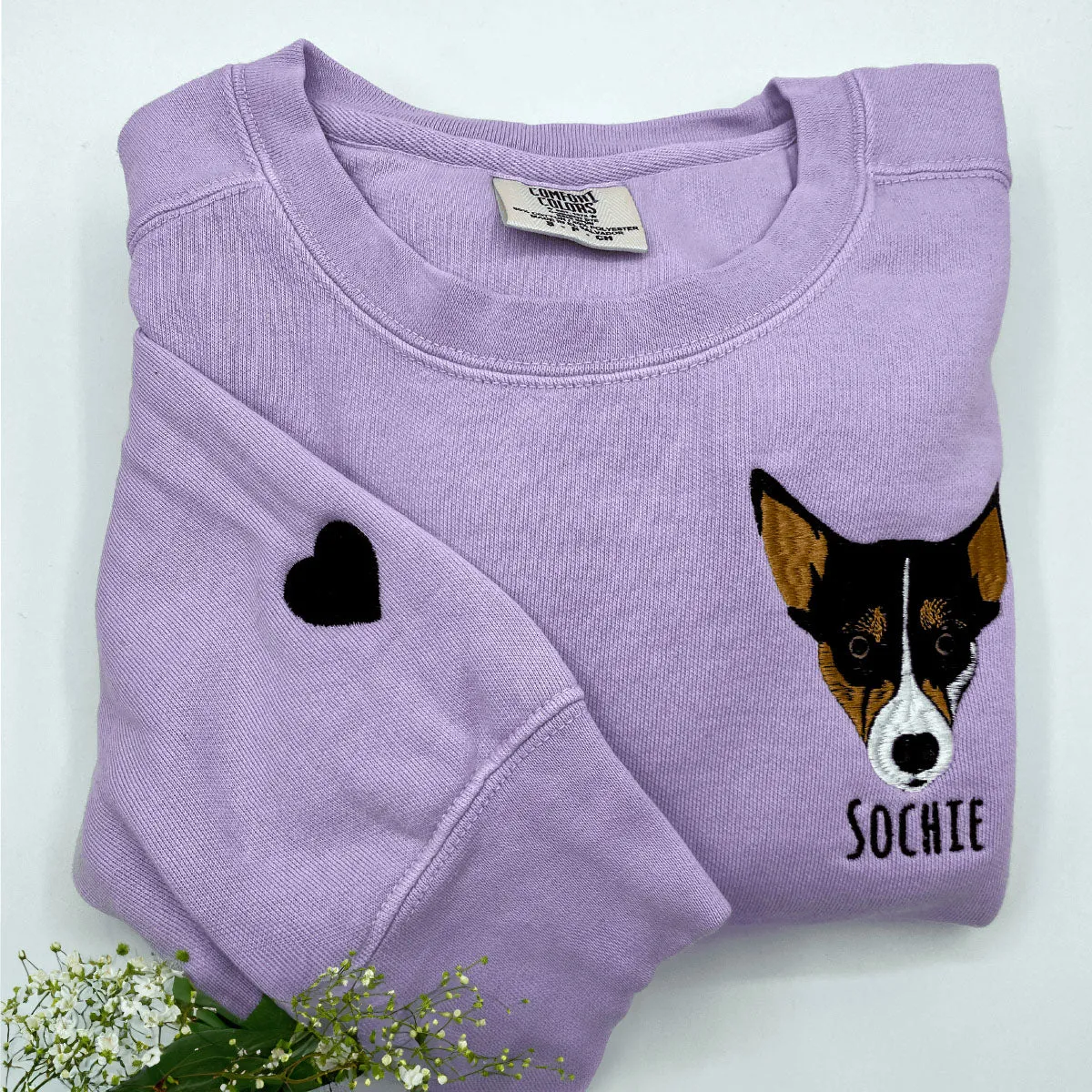 Comfort Color® Custom Embroidered Cat Sweatshirt from Photo