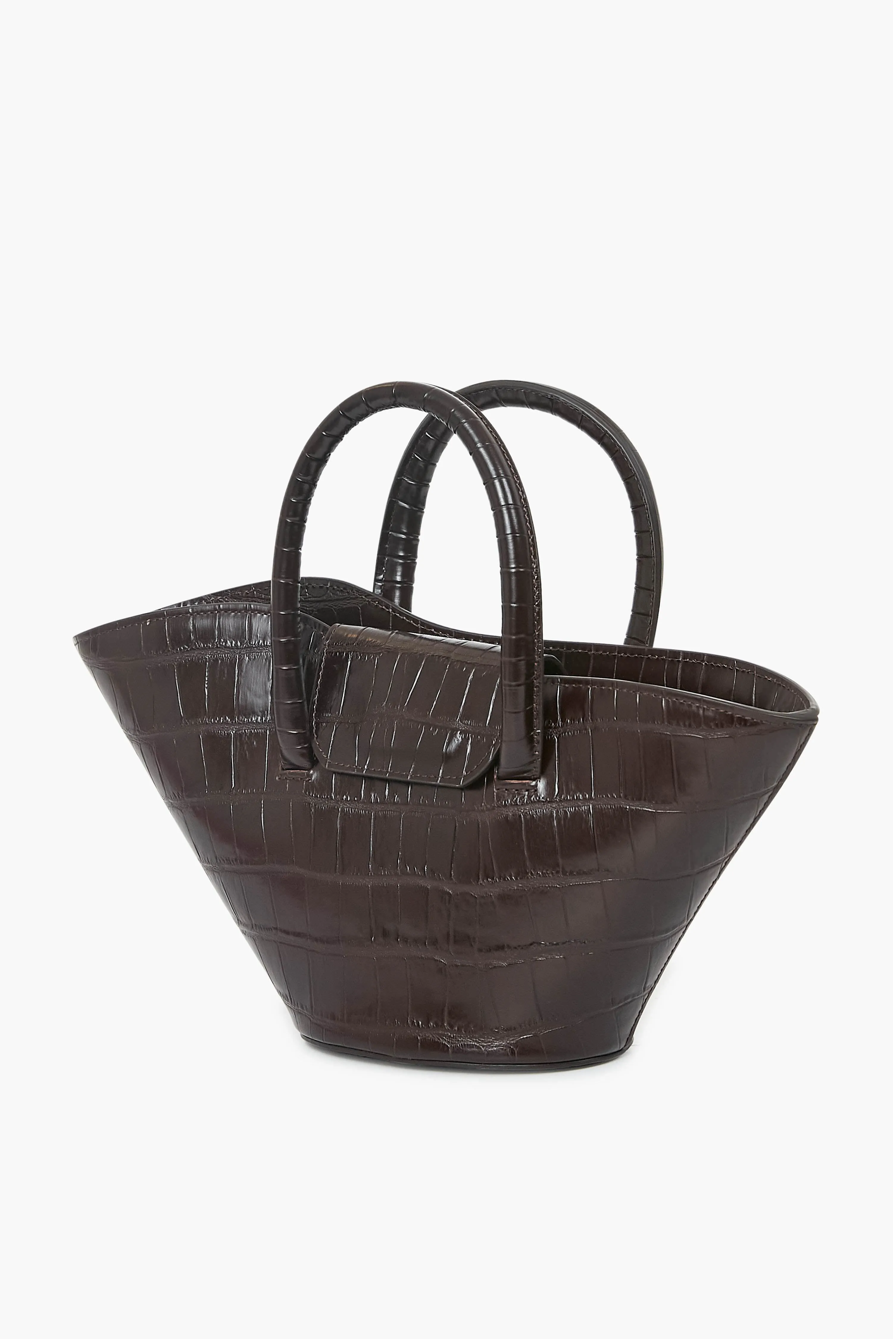 Dark Brown Open Tulip Micro Tote