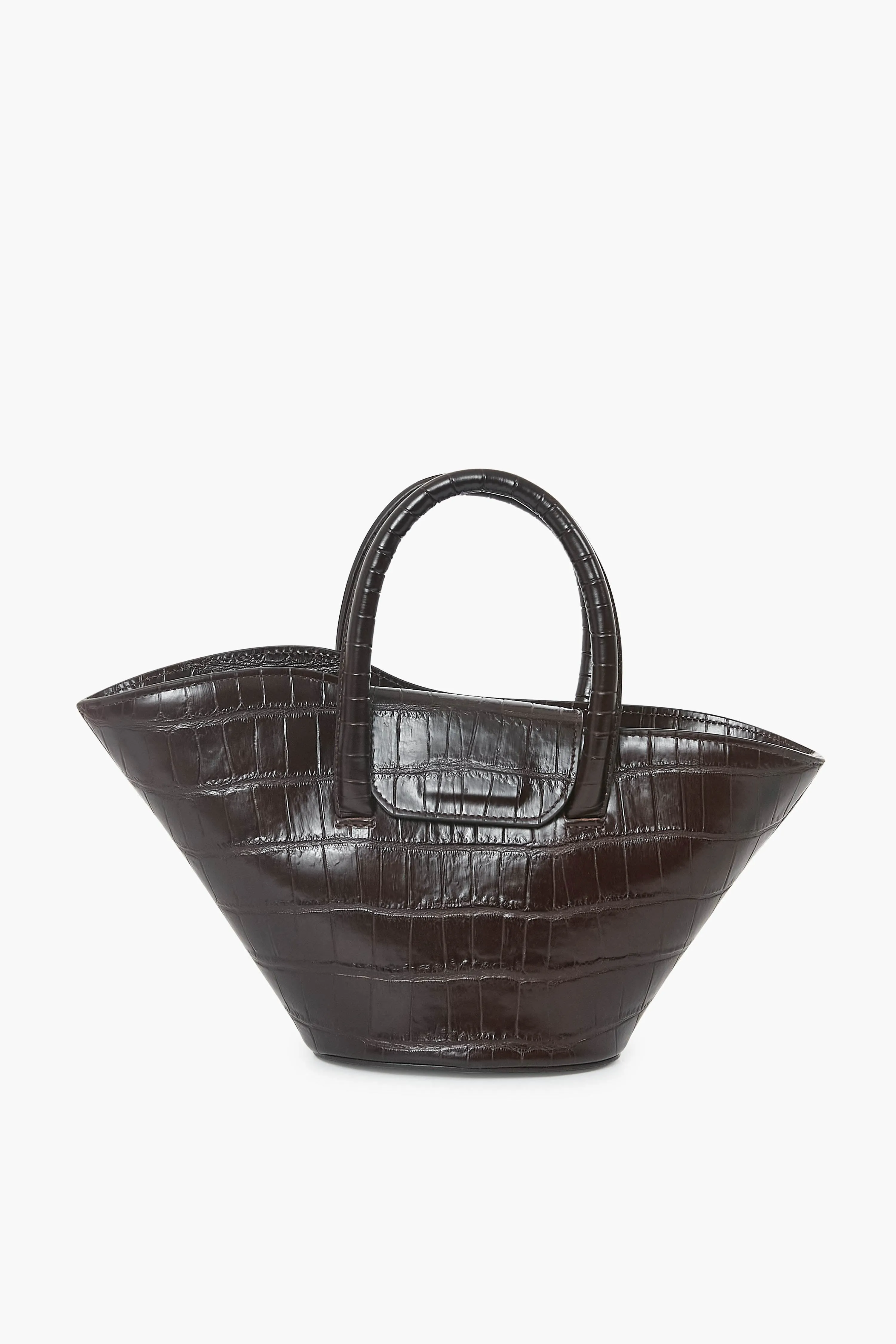 Dark Brown Open Tulip Micro Tote