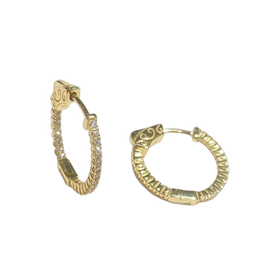 French Clasp Pave 0.7” Hoops