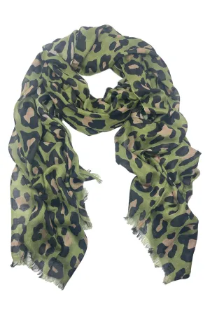 Kaya Animal Print Modal Scarf Olive