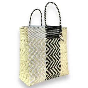 Maria Victoria | Canela Tote | Upcycled, Handwoven, Black/White/Ivory Tote