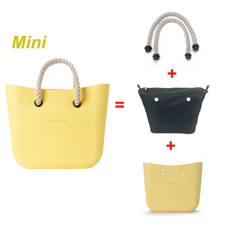 Mini Mid size Obag O bag style AMbag with black insert lining with handles waterproof fashion women's EVA silicon DIY bags