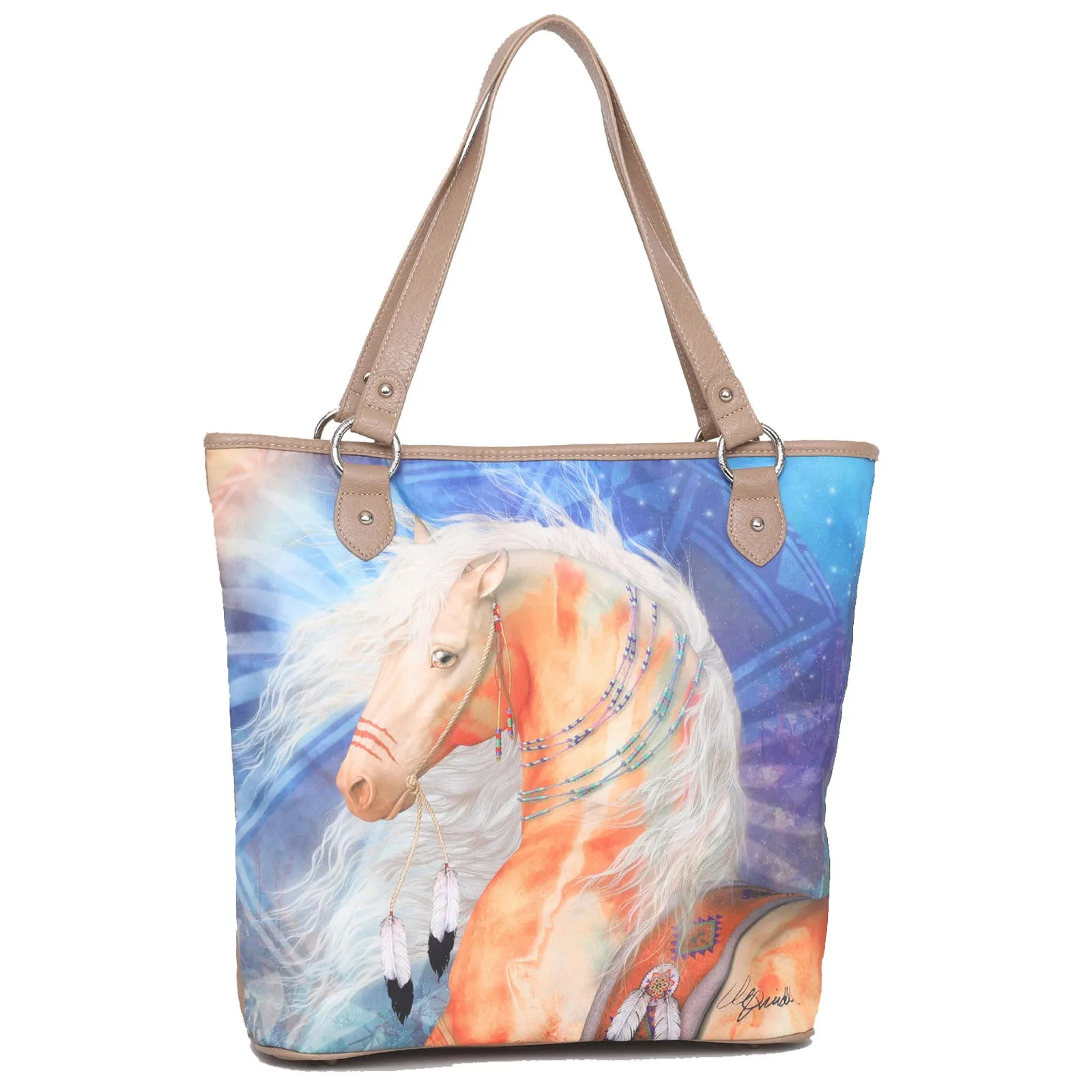 MW1023G-8113 Montana West Horse Canvas Tote Bag