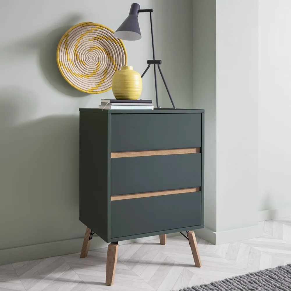 Otto Chest of Drawers Tall 3 Drawer in Grey