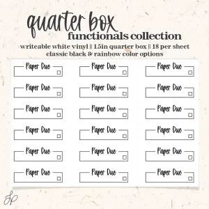 Paper Due || Quarter Box Planner Stickers