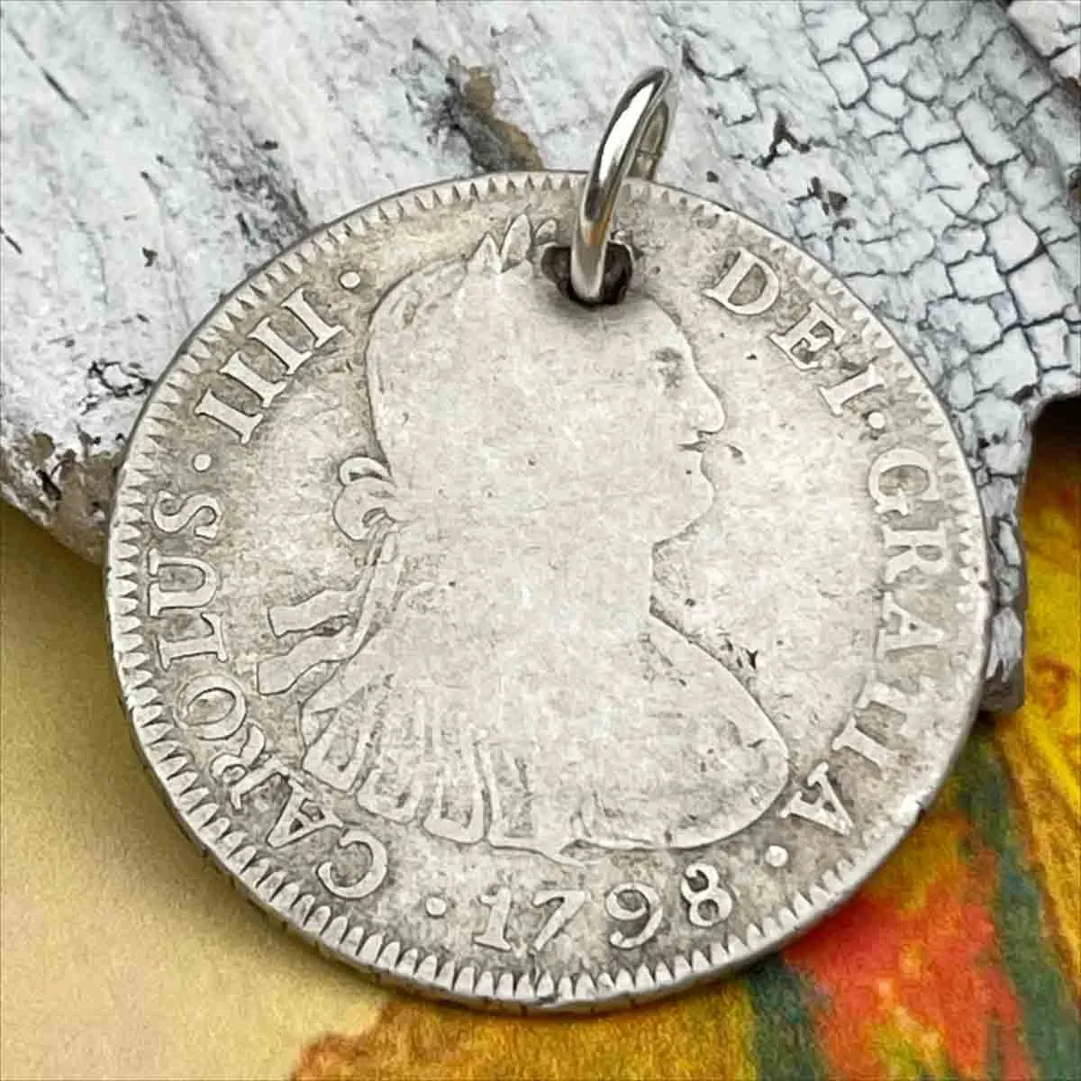 Pirate Chic Silver 4 Reale Spanish Portrait Dollar Dated 1798 - the Legendary "Piece of Eight" Pendant | Artifact #8884