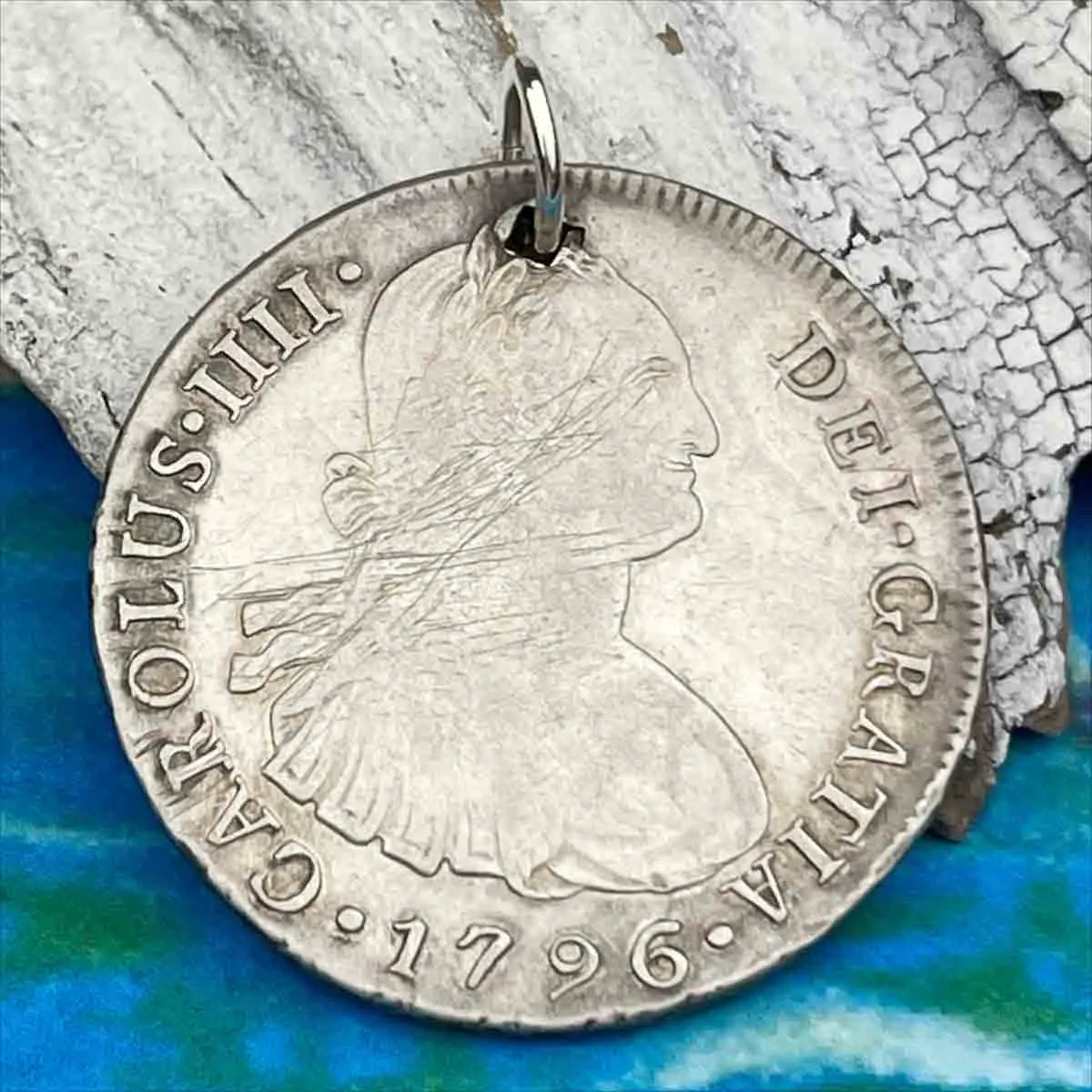 Pirate Chic Silver 8 Reale Spanish Portrait Dollar Dated 1796 - the Legendary "Piece of Eight" Pendant | Artifact #8889