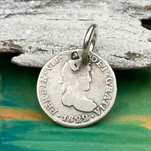 Pirate Chic Silver Half Reale Spanish Portrait Dollar Dated 1822 - the Legendary "Piece of Eight" Pendant | Artifact #8125