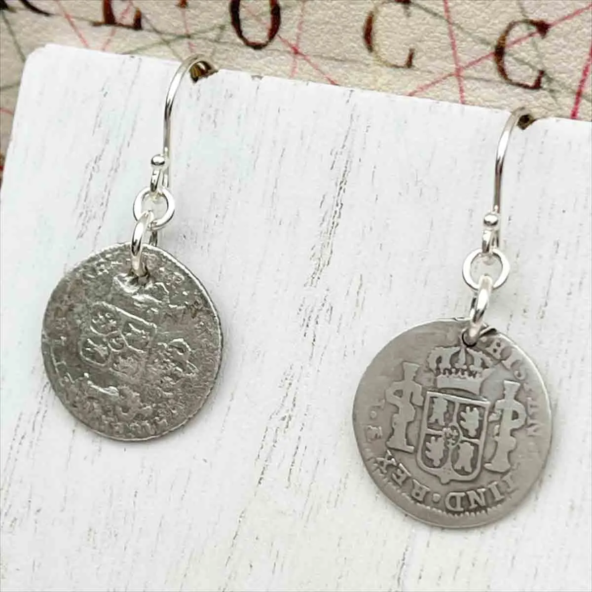 Pirate Chic Silver Half Reale Spanish Portrait Dollars Dated 1784 & 1784 - the Legendary "Piece of Eight" Earrings | Artifact #8837