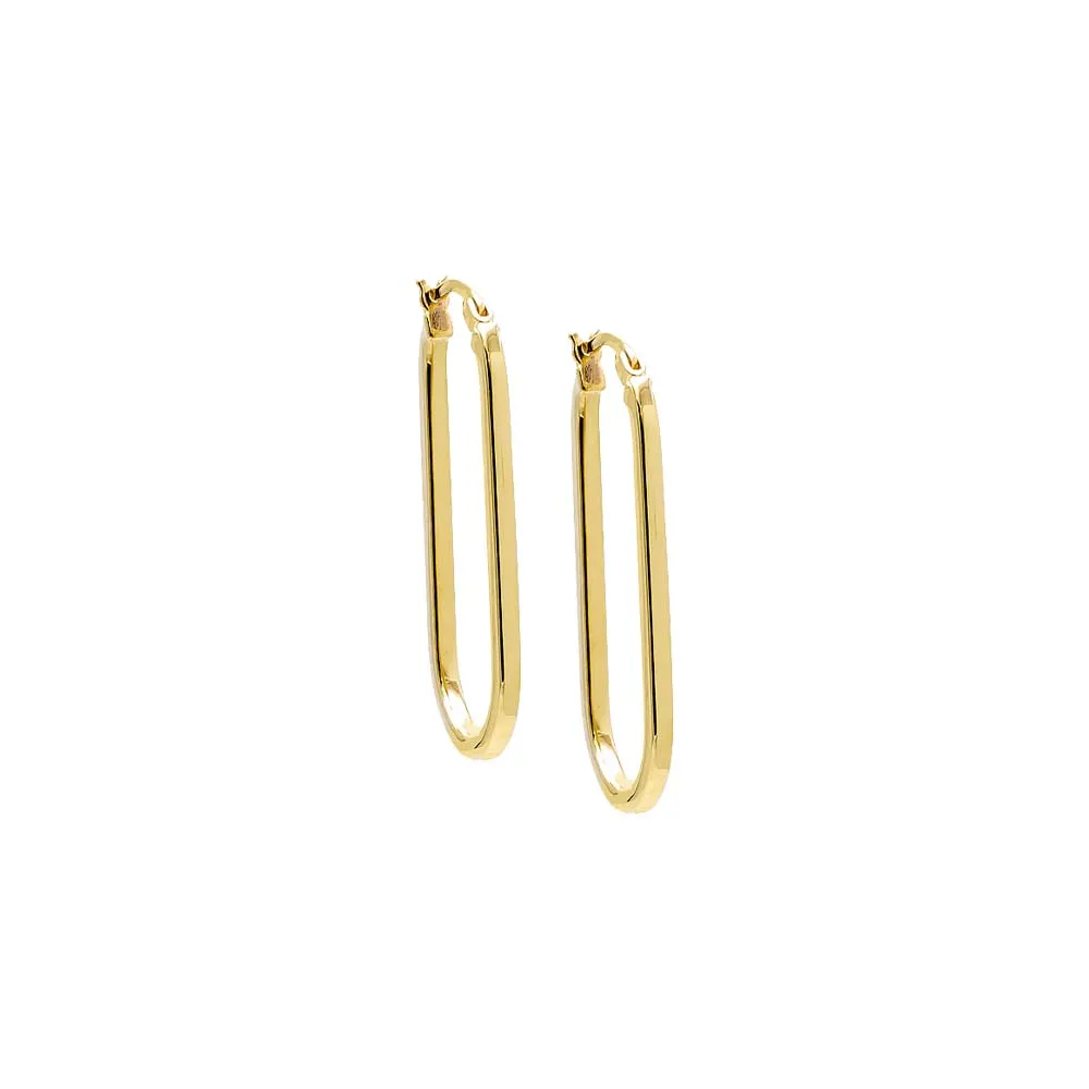 Solid Oval Shape Hoop Earring 14K