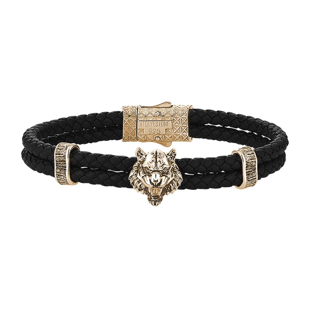 Tiger Leather Bracelet in Silver