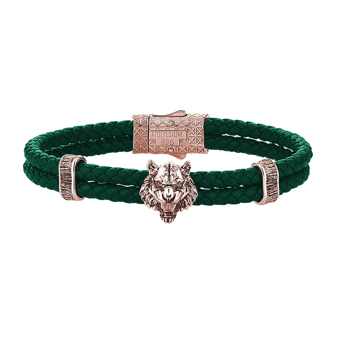 Tiger Leather Bracelet in Silver