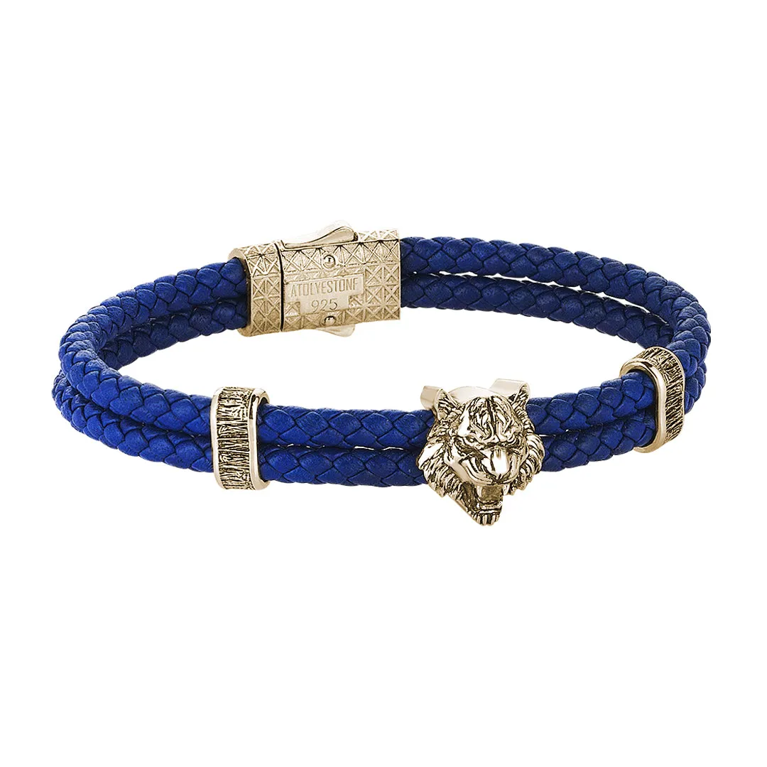 Tiger Leather Bracelet in Silver