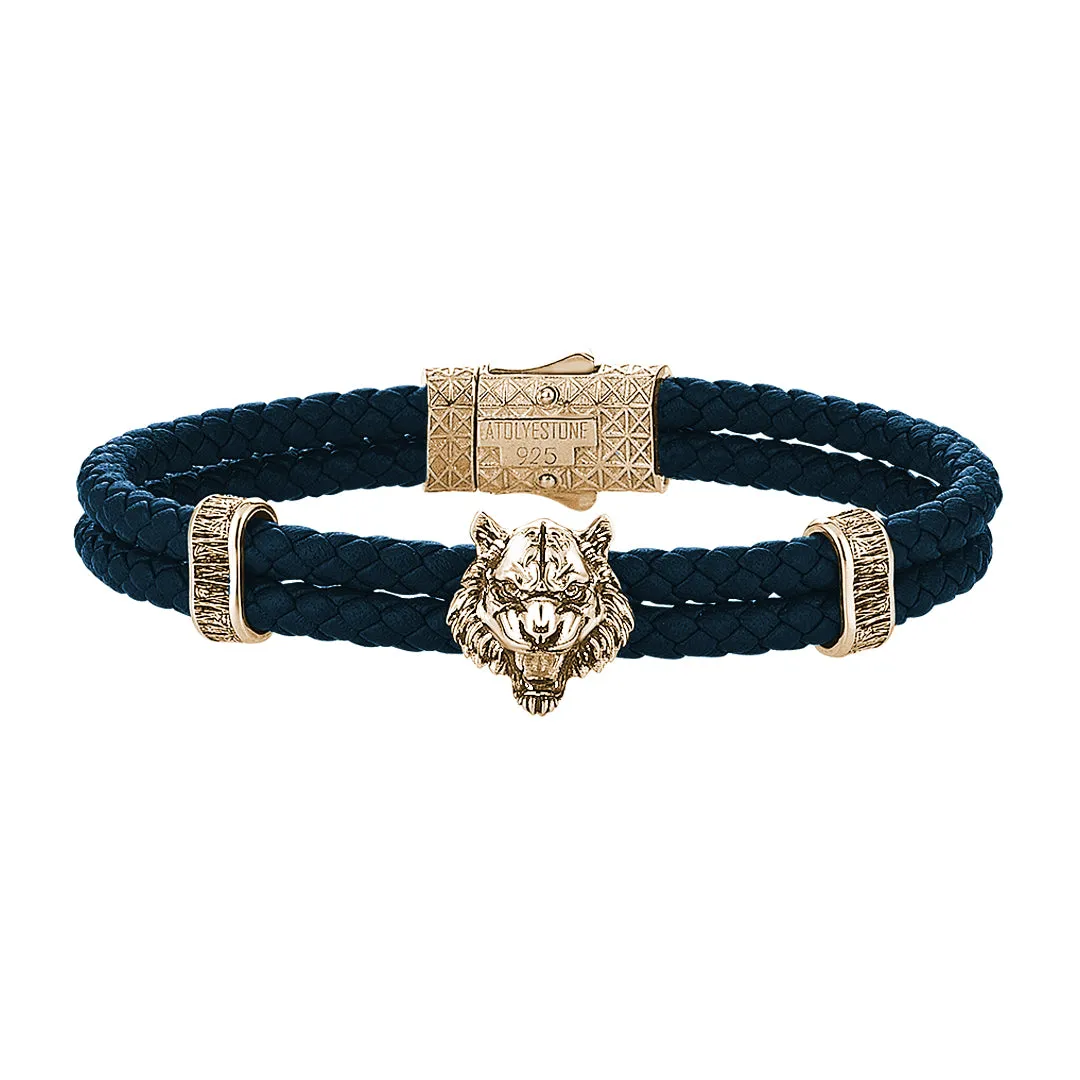 Tiger Leather Bracelet in Silver