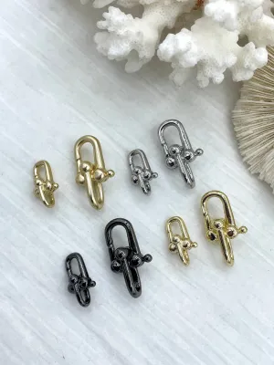 U Shape Lobster Clasp, U Carabiner Clasp, U Spring Clasp, U Chunky Horse Shoe Chain U Link Clasp in  2 sizes, 4 finishes Fast Ship.