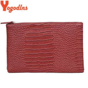 Yogodlns Fashion crocodile grain women's clutch bag leather women envelope bag clutch evening bag female Clutches Handbag